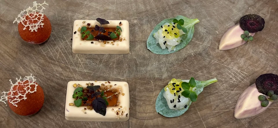 Reception appetizers made by Maison Henria.