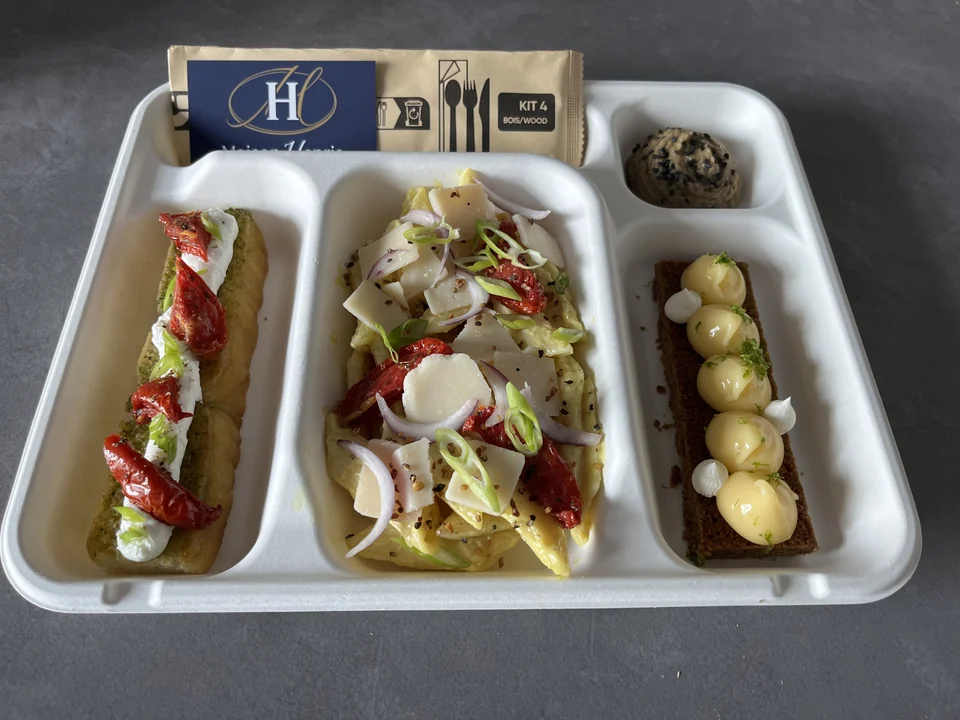 Compartmented meal tray prepared by Maison Henria.