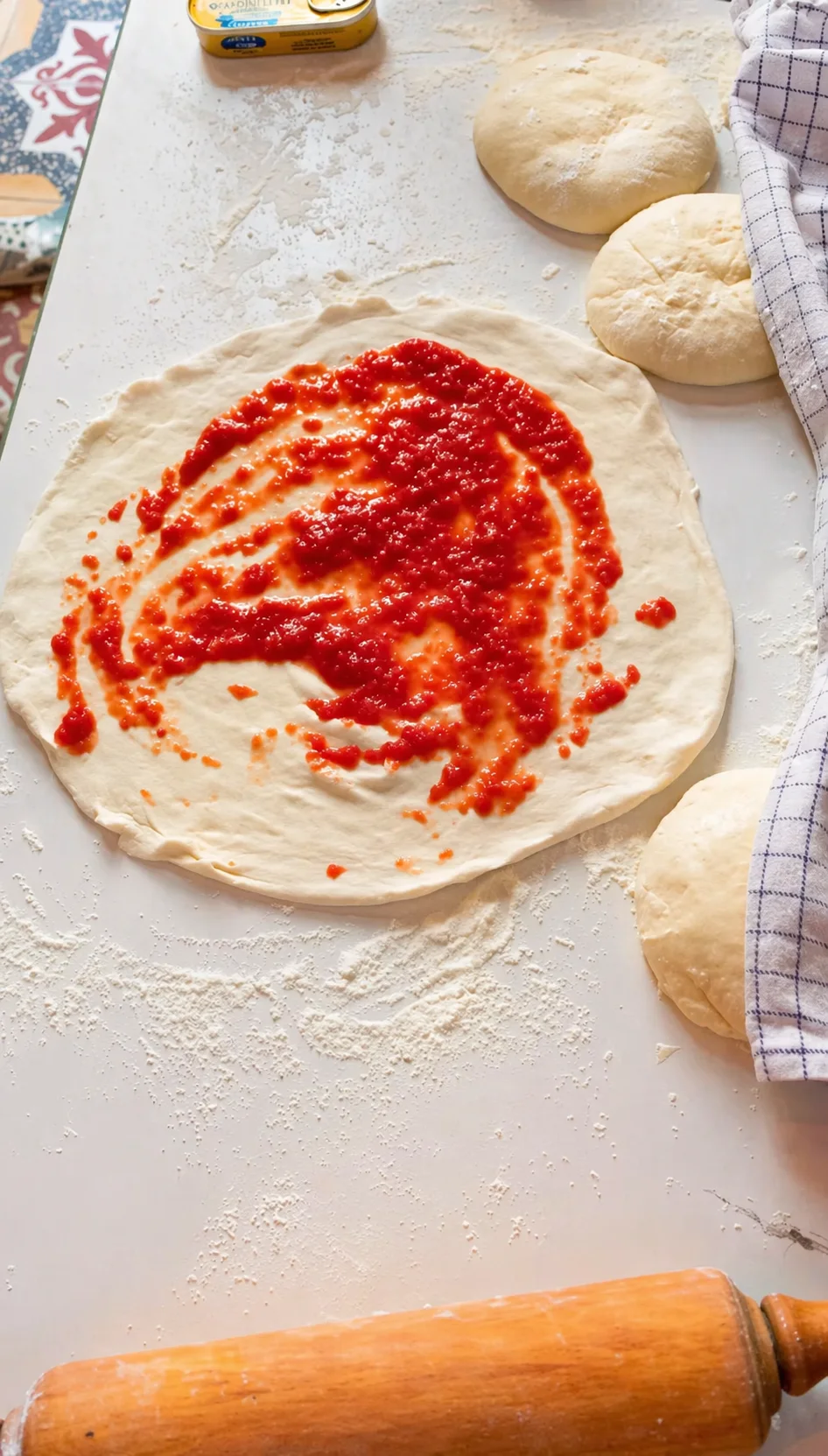 Préparation d'une pizza au Mas d'Eylieux